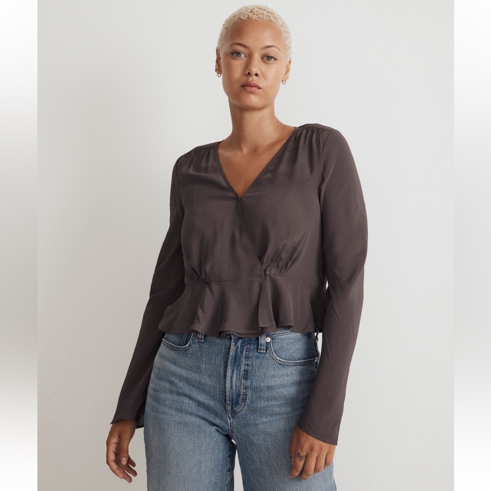 Floral Peplum Top with V-Neckline